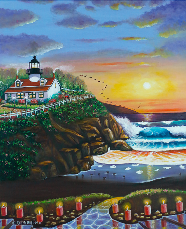 A Sunset for 2. Oil on canvas by Cynthia Bluford Mejia